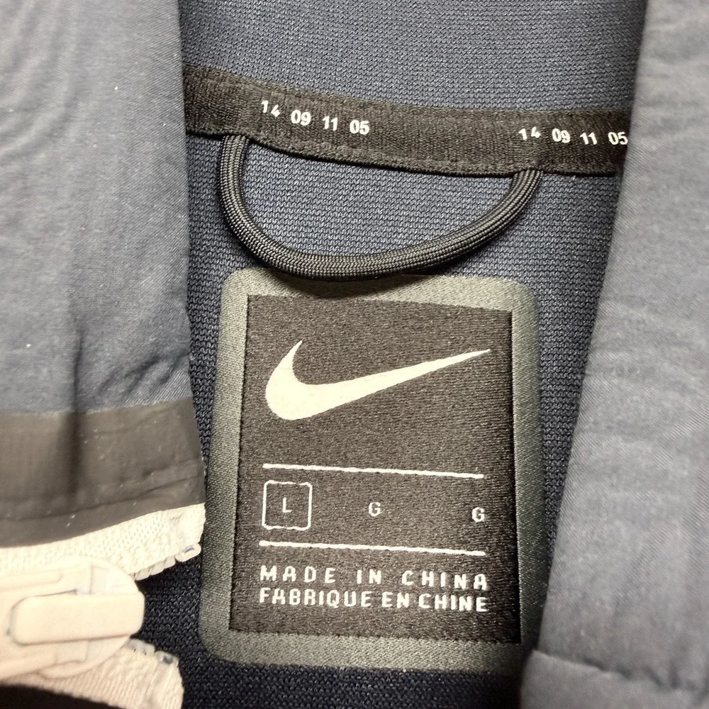 Nike Mens Pullover Jacket Navy Blue Mock Neck Zipper Long Sleeve Pockets Size L